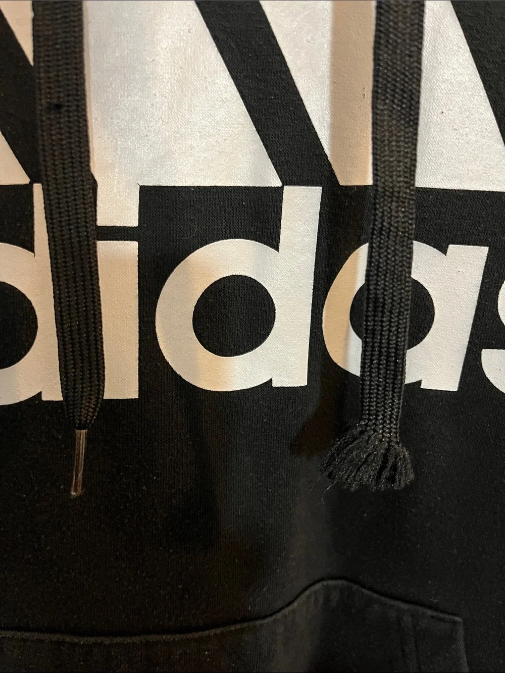adidas Black Hoodie with Large White Trefoil Logo